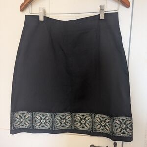 🖤 Vintage Geoffrey Beanne Skirt Cotton Black Stretch Embroidery SIZE 4